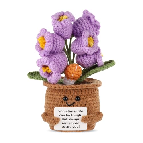 TOYMIS Positive Blume, Häkelblume zur Positiven Unterstützung Süßer Gehäkelter Blumentopf Gestrickte Wollpflanze Häkelspielzeug als Aufmunterungsgeschenk Partydekoration von TOYMIS