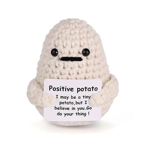 TOYMIS Positive Kartoffel, 7cm Lustige Positive Kartoffel Kreativ Gestrickte Positive Kartoffel Niedlich Wollkartoffelpuppe für Zuhause Party Dekoration Ermutigung (Weiß) von TOYMIS