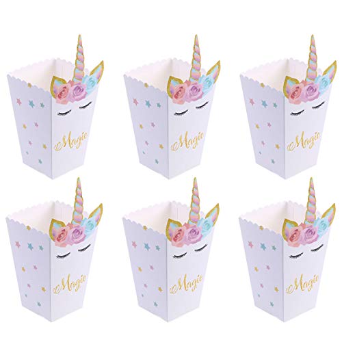 12 Stück Einhorn Popcorn Boxen Karton Süßigkeiten Container für Kinder Geburtstag Einhorn Thema Partyangebot von TOYMYTOY