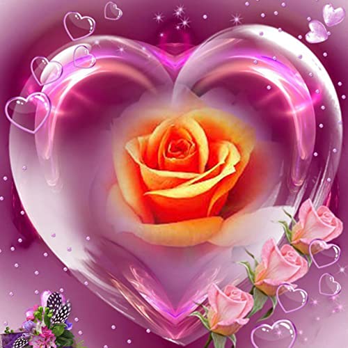 TOYOHUI Diamond Painting, DIY 5D Diamant Painting Bilder Erwachsene Kinder, Blumen Rose Liebe Set für Anfänger, Kristallkunst für Home Wall Décor(30x30cm) von TOYOHUI