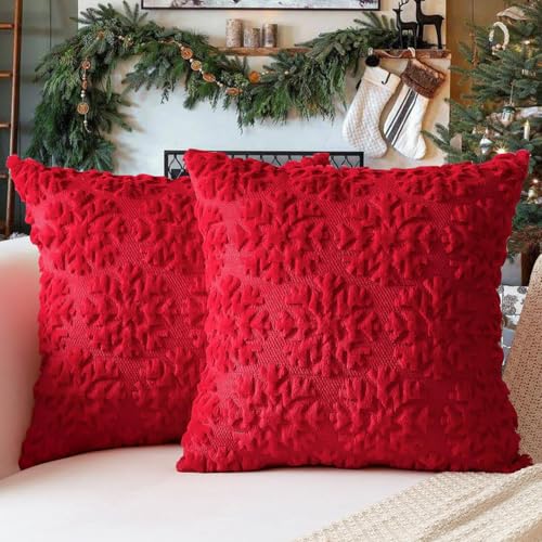 TOYPOPOR 40CM x 40CM 2er Set Weihnachten Kissenbezüge Wolle Kissenbezüge Weicher Plüsch Kurzer Wollsamt Dekokissenbezuge Luxuriöses Sofakissen Europäische Kissenhülle für Sofa Schlafzimmer von TOYPOPOR