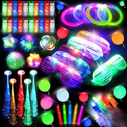 LED-Spielzeug für Kinder und Erwachsene, LED-Leuchtspielzeug, Partyzubehör, leuchtet im Dunkeln, Partyzubehör mit Fingerlichtern, Leuchtstäben, Leuchtgläsern, Leuchtballons für Halloween, Weihnachten, von TOYTOPIE