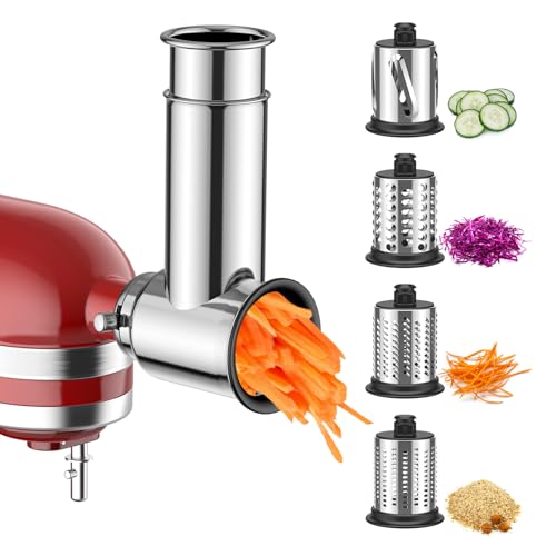 TPGSING Edelstahl-Gemüsereibe-Zubehör für Kitchenaid, Käsereibe/-hobel für Kitchenaid-Zubehör, mit vier rostfreien Klingen von TPGSING