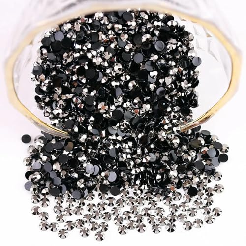 TPIONEER 2mm - 6mm Rund Nicht Hotfix Glitzer Bling Maniküre Strass Silber Flatback Harz Strasssteine Aufklebbare Perlen Nailart Nagel Edelsteine DIY von TPIONEER