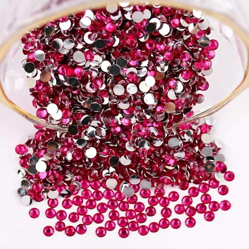 TPIONEER 2mm - 6mm Rund Nicht Hotfix Glitzer Bling Maniküre Strass Silber Flatback Harz Strasssteine Aufklebbare Perlen Nailart Nagel Edelsteine DIY von TPIONEER