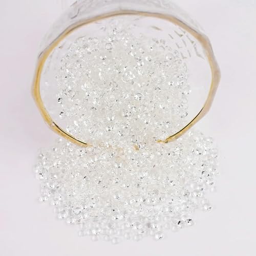 TPIONEER 2mm - 6mm Rund Nicht Hotfix Glitzer Bling Maniküre Strass Silber Flatback Harz Strasssteine Aufklebbare Perlen Nailart Nagel Edelsteine DIY von TPIONEER