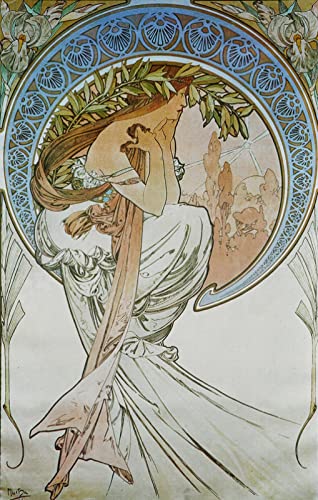 TPOFEBDR 5D DIY Diamantmalerei Alphonse Maria Mucha Woman Painting Malen nach Zahlen Kits für Erwachsene und Kinder Diamantstickerei Mosaik Strass 30x40cm von TPOFEBDR