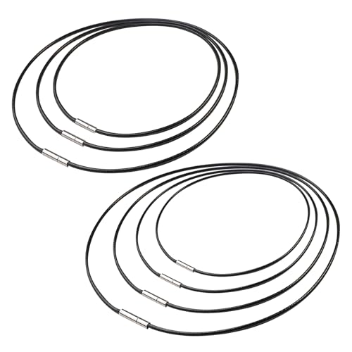 TPTGIAR 7 Stück Lederband für Ketten, 1.5/3mm Breit Lederhalsband Männer Damen, Kunstleder Lederbänder für Ketten, Schwarz Lederband mit Verschluss für DIY Armband Halskette Schmuck Handwerk von TPTGIAR