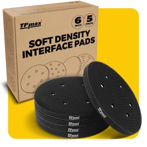 5 Pack 150 mm Schleifschnittstellenpads, Klettverschluss - 150 mm weiche Dichte Schwammkissen Puffer Stützpads mit 6-Loch Schaumstoff-Schnittstellen-Pads für Schwingschleifer Holzbearbeitung von TPmax