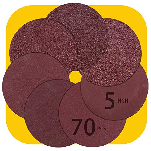 70 Stück Schleifpapier 125 mm Klett, ohne Löcher, für Exzenterschleifer, Körnungen P60 - P320 von TPmax