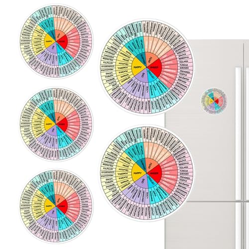 TQEBWUS Emotions-Kreisdiagramm-Aufkleber, Gefühlsrad-Diagramm-Aufkleber,Wasserfester Bürodekor-Emotionsaufkleber | Lehrdiagramme und Poster Emotions-Kreisdiagramm zum Aufbau des emotionalen von TQEBWUS
