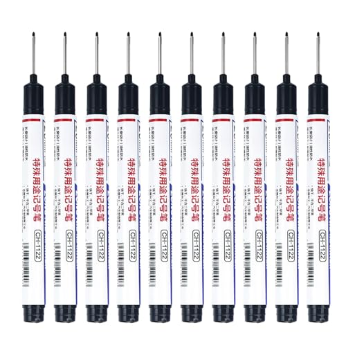 TQEBWUS Marker Mit Langer Spitze, 10 Stück Deep Hole Markers Baustifte - Drill Hole Marker Wasserfeste Baufarbmarker, Tip Construction Site Pen Langkopf Tieflochmarker Metallmarker For Wood Wall Metal von TQEBWUS