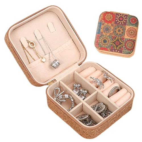 TQEBWUS Schmuck-Aufbewahrungsbox, Reise-Schmuckschatulle | Retro-Aufbewahrungsbox, tragbare Schmuckschatulle,Kreativer Reisezubehör-Schmuck-Organizer für Ohrringe und Ringe von TQEBWUS