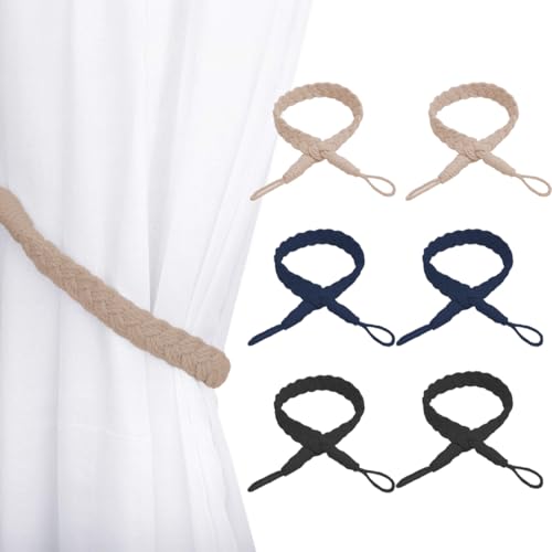 Vorhang Raffhalter, 6 Stück Curtain Rope Buckle, Vorhang Raffhalter Geflochtene Seil Gürtel Vorhang Krawatten Handgefertigte Vorhanghalterungen, Gardinen Raffhalter für Haus Office, Wohnzimme von TQPUWT