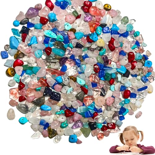 TQPXZO 12 Chakra 450 pcs Perlen zum Auffädeln Kristalle, Bunte Perlen zum Auffädeln, Natürlichen Unregelmäßige Gebohrt DIY Edelstein 5-8mm, Perlen Set für Schmuck Machen Armbänder Ketten Ohrringe von TQPXZO