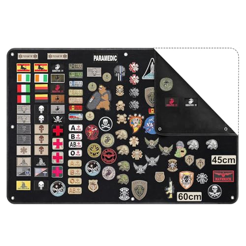 TQPXZO Kletttafel Patches Klett, 60 x 45cm Taktische Patch-Display-Tafel, Klett Patch Board, Haken & Schlaufe, Mit Ösen, Faltbar Organizer Display Tafel von TQPXZO