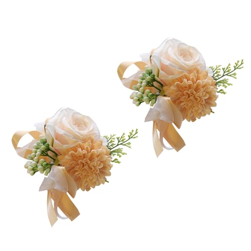 TQUXNGA 2 x Rosen-Ansteckblume für Hochzeit, Brautjungfer, Brautpartys, Rosen-Handgelenk-Ansteckblume für Zeremonie, Jahrestag, Abschlussbälle von TQUXNGA