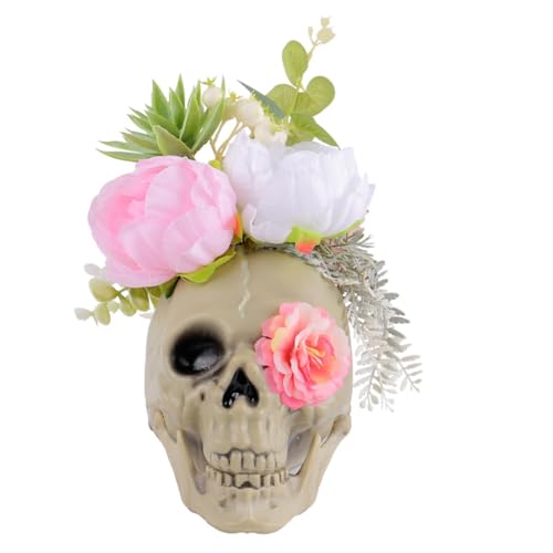 TQUXNGA Halloween Dekorative Blume Schädel Knochen Tisch Regal Schädel Figur Skulptur Modell Fenster Display Party Dekorationen von TQUXNGA