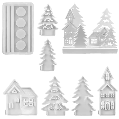 TQUXNGA Silikonformen in Hausform, Kerzenhalter, handgefertigte Gießformen, Seife, Baumformen für Urlaubsdekorationen von TQUXNGA