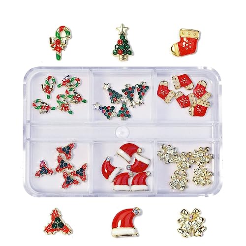 TQUXNGA Weihnachts-Nagel-Charms, Legierung, Strasssteine, gemischte Nagelkunst-Dekoration für Nägel, Ornamente von TQUXNGA