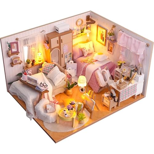 DIY-Buchecken-Bausatz, Miniatur-Haus-Modellbausatz, beleuchtete dekorative Buchstützen, 3D-Puzzle-Modell, DIY-Buchständer-Bausatz aus Holz, Bücherregale, Geschenke for Mädchen, Jungen, Frauen(B) von TQVLNMCR