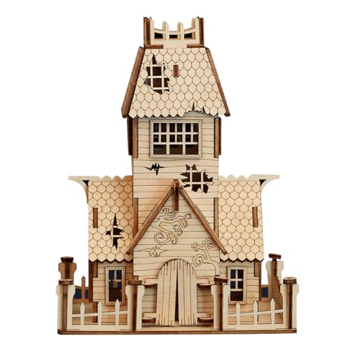 TQVLNMCR 3D-Holzpuzzle-Halloween-Haus-Bausätze, Halloween-Zombie-Haus, kreative DIY-Handarbeits-Holzbausätze, perfekte Dekoration(Halloween Abandoned House) von TQVLNMCR