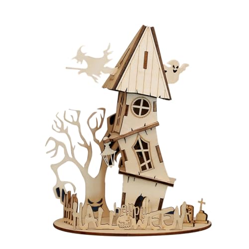 TQVLNMCR 3D-Holzpuzzle-Halloween-Haus-Bausätze, Halloween-Zombie-Haus, kreative DIY-Handarbeits-Holzbausätze, perfekte Dekoration(Halloween House) von TQVLNMCR