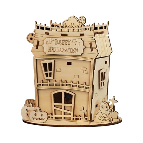 TQVLNMCR 3D-Holzpuzzle-Halloween-Haus-Bausätze, Halloween-Zombie-Haus, kreative DIY-Handarbeits-Holzbausätze, perfekte Dekoration(Halloween Zombie House) von TQVLNMCR