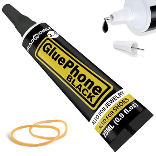 Glue Phone - Spezialkleber für Reparaturen & Präzisionsarbeiten – Ideal für Handy, Smartphone, Tablet, Schmuck, Bücher, Leder & Schuhe (25ml Black, 1 Tube) von TRADMOBILE