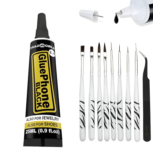 Glue Phone - Spezialkleber für Reparaturen & Präzisionsarbeiten – Ideal für Handy, Smartphone, Tablet, Schmuck, Bücher, Leder & Schuhe (25ml Black, 1 Tube + Kit Outils) von TRADMOBILE