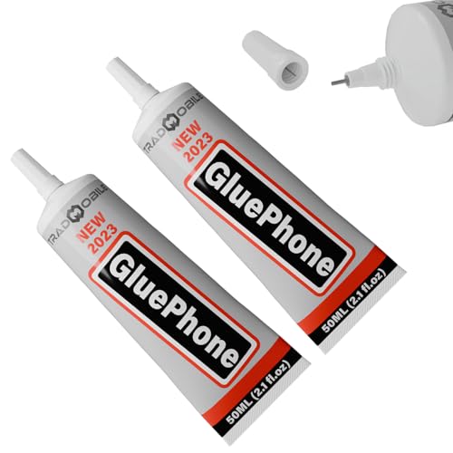 Glue Phone - Spezialkleber für Reparaturen & Präzisionsarbeiten – Ideal für Handy, Smartphone, Tablet, Schmuck, Bücher, Leder & Schuhe (50ml Trans, Lot de 2) von TRADMOBILE