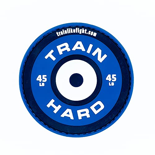 TRAINLIKEFIGHT - Patch mit Klettrückseite - zur Befestigung an Trainingswesten, Rucksäcken oder anderen Oberflächen mit Klettflausch (Klettflausch zum Aufnähen nicht enthalten) - TRAIN HARD von TRAINLIKEFIGHT