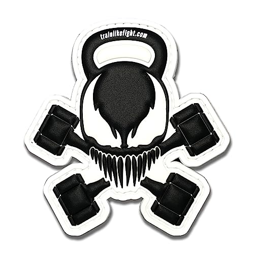 TRAINLIKEFIGHT - Patch mit Klettrückseite - zur Befestigung an Trainingswesten, Rucksäcken oder Anderen Oberflächen mit Klettflausch (Klettflausch zum Aufnähen Nicht enthalten) - KETTLESKULL von TRAINLIKEFIGHT