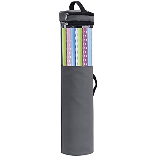 Lange Geschenkpapier-Organizer-Tasche, 107 X 22,3 Cm, Geschenkpapier-Aufbewahrungstasche mit Transparentem Fenster, Geschenkpapier-Organizer mit Griffen und Reißverschluss für 40 Rollen mit(Grau) von TREETDOBV