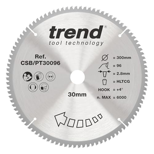 Trend Laminat- und HPL-Kreissägeblatt, 300 mm Durchmesser, 30 mm Bohrung, 96 Zähne, 2,8 mm Schnittfuge, +4° Haken, TCT, superfeine Oberfläche, CSB/PT30096 von TREND