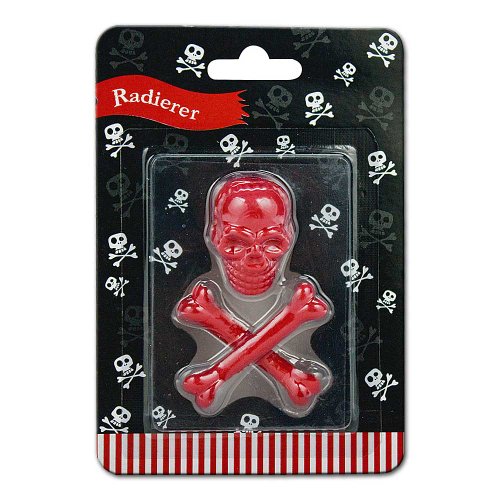 Piratenradiergummi Radierer 3 teilig Pirates only Totenkopf rot Radiergummi Piraten von TRENDHAUS