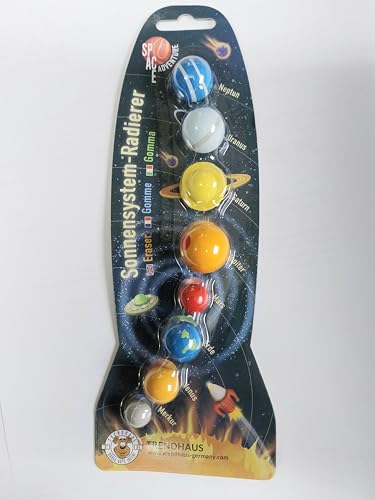 TRENDHAUS 959256 SPACE ADVENTURE Sonnensystem-Radierer 8er-Set - Planeten-Radiergummi für Kinder – Spielerische Weltraum-Lernhilfe von TRENDHAUS