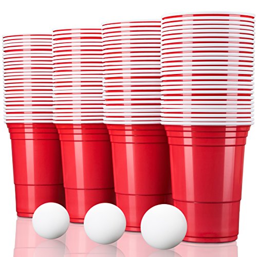 TRESKO 250 Beer Pong Becher wiederverwendbar | Partybecher 473ml - 16oz | Bierpong, Red Cups extra stark | Plastikbecher Rot von TRESKO