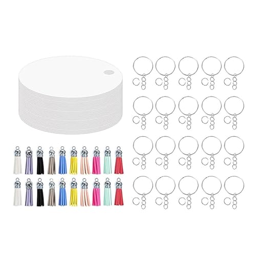 80 PCs Sublimation Schlüsselbund Kits Mit Aluminiumblanks Bunte Quasten Und Schlüsselringezubehör Doppelseitige Keyrings von TRHEEE