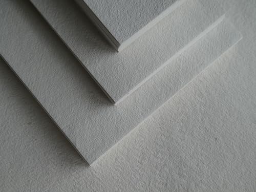 Büttenkarton schweres Büttenpapier Aquarellkarton 440gr/m² aus Baumwollle handgeschöpft stark strukturiertes Künstlerpapier, geschnitten (A3 10 Bogen) von TRIBAL PAPER