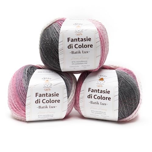 Fantasie di Colore Batik Lux by Tricot Cafè - Mikrofaser-Garn für Bekleidung und Accessoires zum Häkeln - 3 Stück - Blush Twilight 61 von TRICOT CAFE'