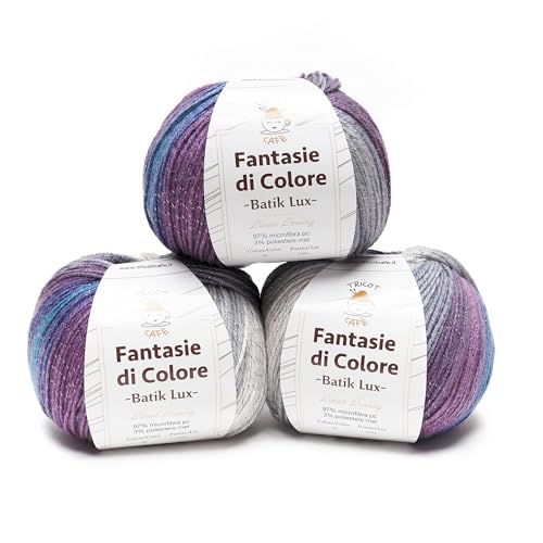 Fantasie di Colore Batik Lux by Tricot Cafè - Mikrofaser-Garn für Bekleidung und Accessoires zum Häkeln - 3 Stück - Galaxy Color 58 von TRICOT CAFE'