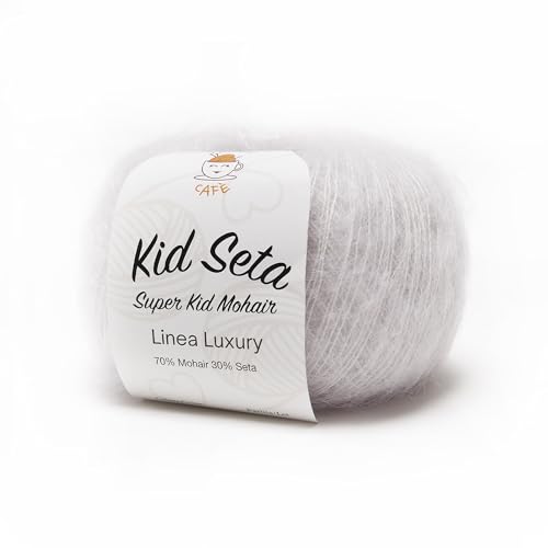 Kid Seta Super Kid Mohair by Tricot Cafè - feines Mohair und Seide - Strickwolle - Perlgrau 9501 von TRICOT CAFE'