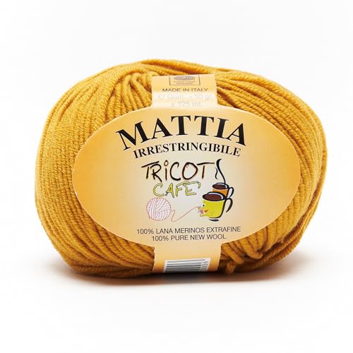 Mattia by Tricot Cafè – Garn aus reiner Merinowolle, extrafein, einlaufsicher, Senf 2067 von TRICOT CAFE'