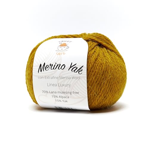 Merino Yak by Tricot Cafè - Premium Wolle Mulesing Free - Senfgelb 34 von TRICOT CAFE'