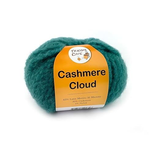 TRICOT CAFE' Cashmere Cloud Wolle zum Stricken und Häkeln 65% Merinowolle 30% Kaschmir 5% Nylon/Grün 4 von TRICOT CAFE'