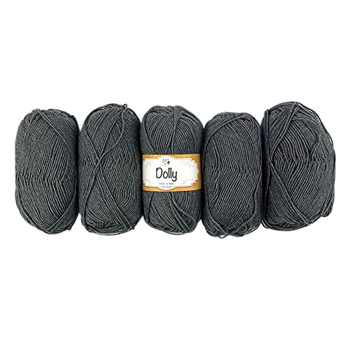 TRICOT CAFE' Lana Dolly, 5er-Pack Made in Italy 100% Reine Merinowolle Extrafein/Grau Melange 75 von TRICOT CAFE'