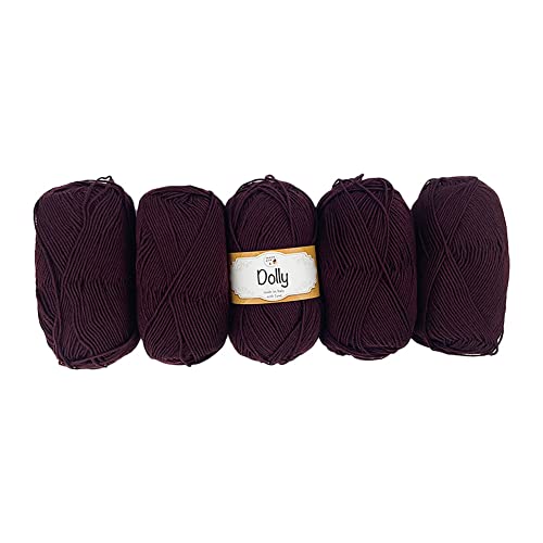 TRICOT CAFE' Lana Dolly, 5er Pack Made in Italy 100% Reine Merinowolle Extrafine/Weinrot 67 von TRICOT CAFE'