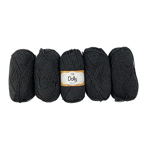 TRICOT CAFE' Lana Dolly, 5er Pack Made in Italy 100% reine Merinowolle Extrafine/Anthrazit Melange 76 von TRICOT CAFE'