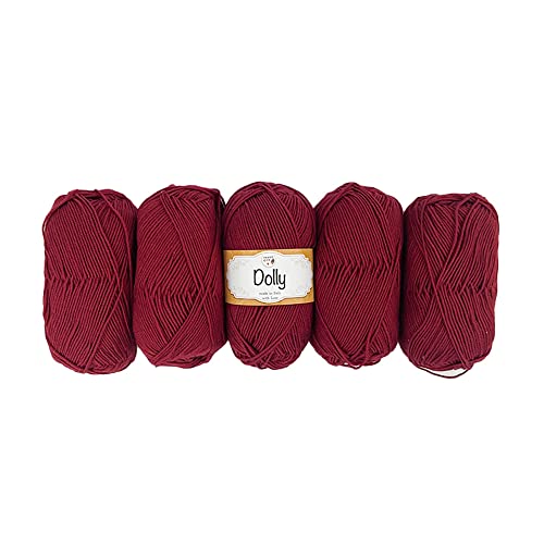 TRICOT CAFE' Lana Dolly, 5er Pack Made in Italy 100% Reine Merinowolle Extrafine/Bordeaux 52 von TRICOT CAFE'